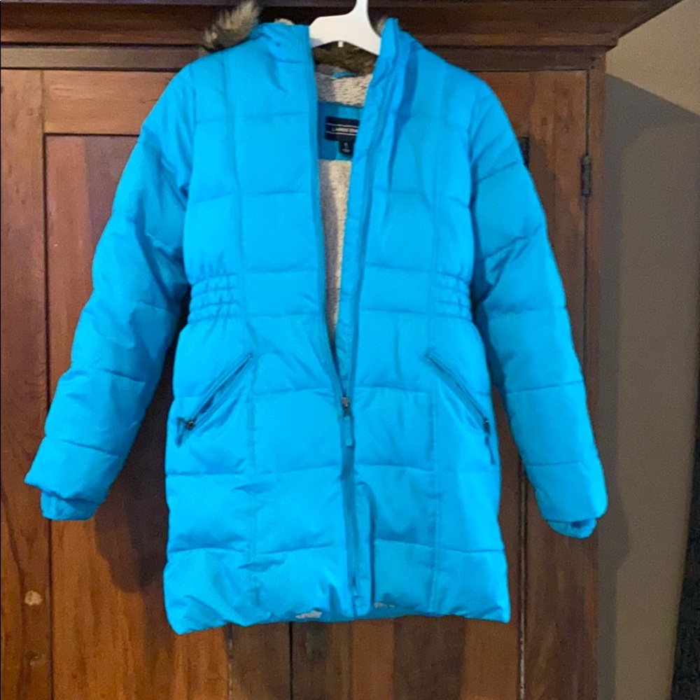 LandsEnd turquoise cold weather long jacket